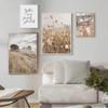 Landscape Beige Wall Art Canvas Painting Grassland Animal Poster Tiger Cow Deer Print Nordic Wall Pictures for Living Room Decor