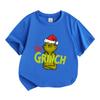 Kids Boys Girls 100% Cotton Crew Neck Short Sleeve T-Shirt, Funny Green Christmas Grinch Graphic Casual Tee for Holiday Daily Wear