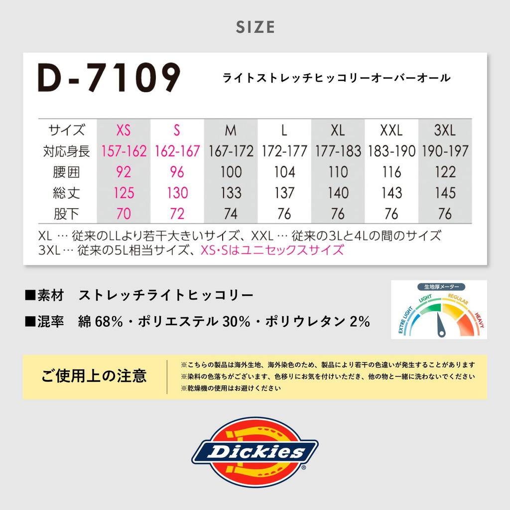 Dickies Overalls Hickory Stretch Cooling Dickies Pro Uni Sticker Size L D-7109, Workwear, Year-Round, CO-COS Included, Navy,