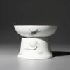 Chinese Tea Set Accessory, Tea Filter, Matte White Ceramic Strainer, Creative Lotus Infuser, Cup Funnel and Stand Set, Teaware