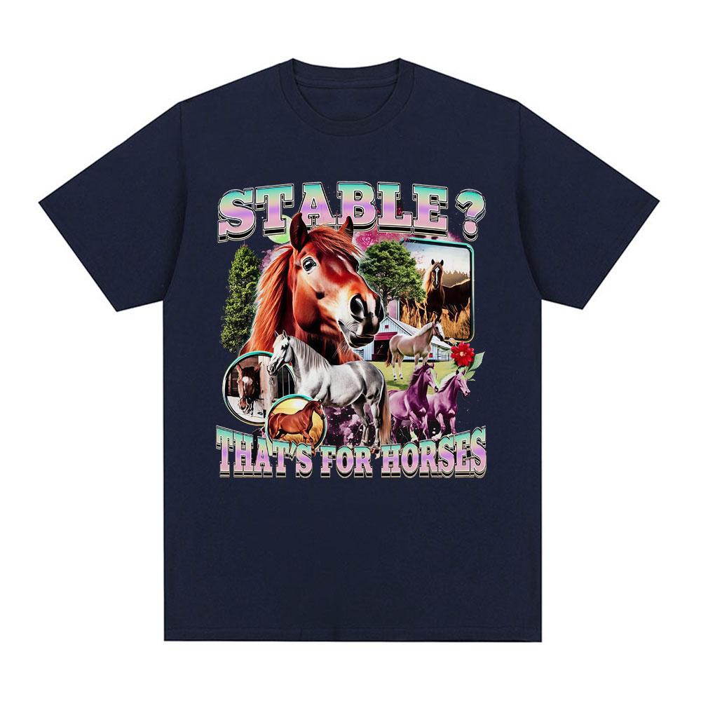 2026 New Funny horses Meme 100cotton Unisexs shirt Vintage ONeck Short Sleeve Harajuku Womens summer fashion oversized Tshirt