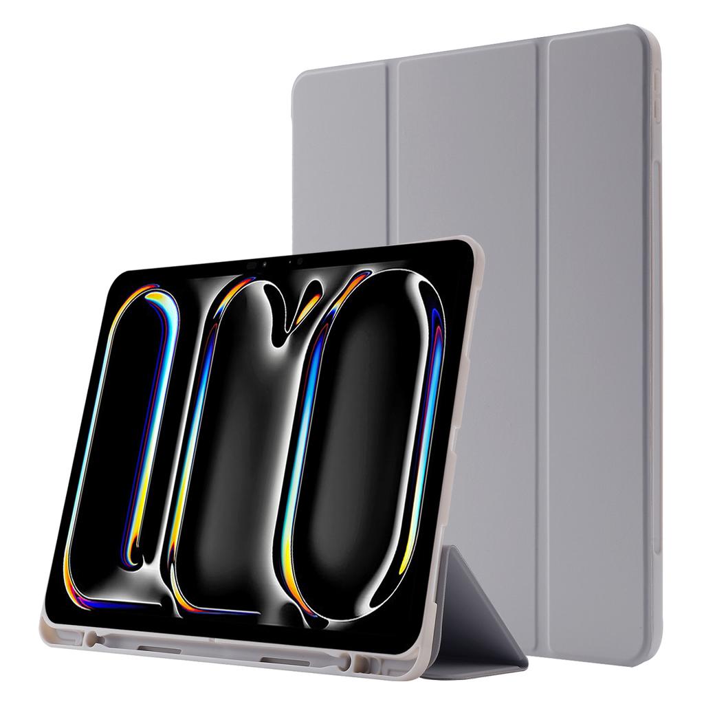 Для iPad Про 13 (2025)/13 (2024) Чехол-книжка с покрытием Skin-Touch, кожаный, трехскладной, с подставкой и держателем для стилуса, для планшета