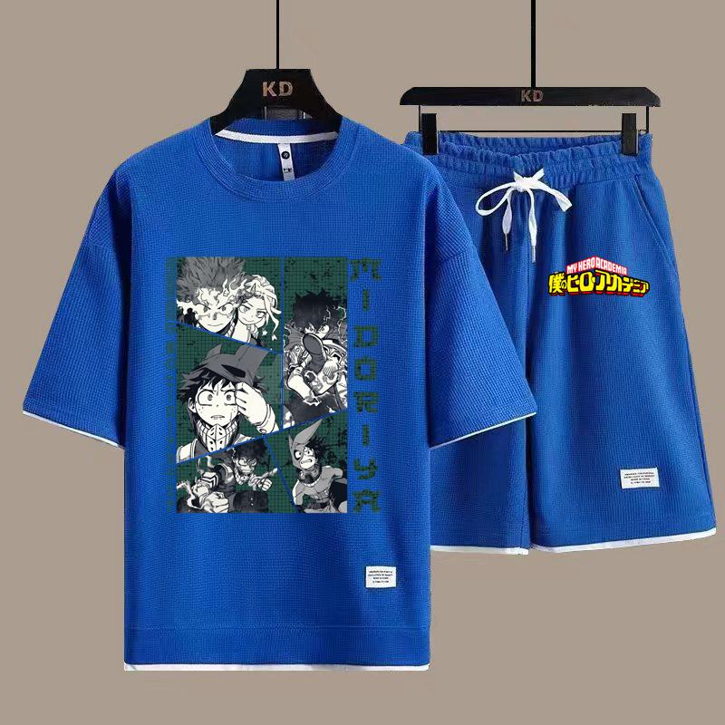 Мой герой Мидория Изуку мужские футболки шорты комплекты летние новые модные мужские футболки топы нижний костюм мультфильм аниме мужской комплект одежды