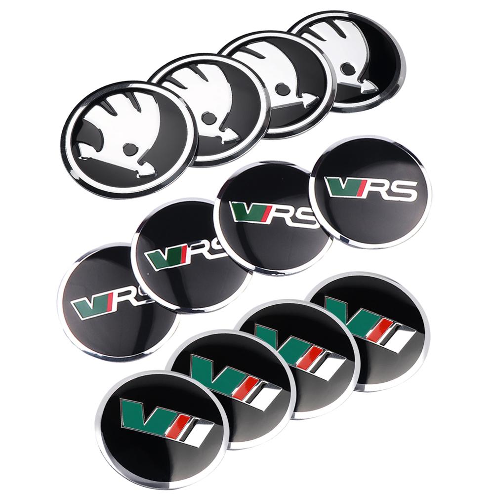 BYCP2 4Pcs 56/60/65/68MM Car Wheel Center Hub Caps Logo Sticker Cover For Skoda Octavia A5 A2 VRS Vision Kodiaq Rapid Fabia VII Superb