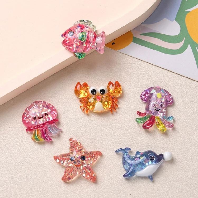 Набор из 2/6 смоляных фигурок морских существ, ornaments для поделок, фоторамок, чехлов для телефонов, скрапбукинга и аксессуаров для волос