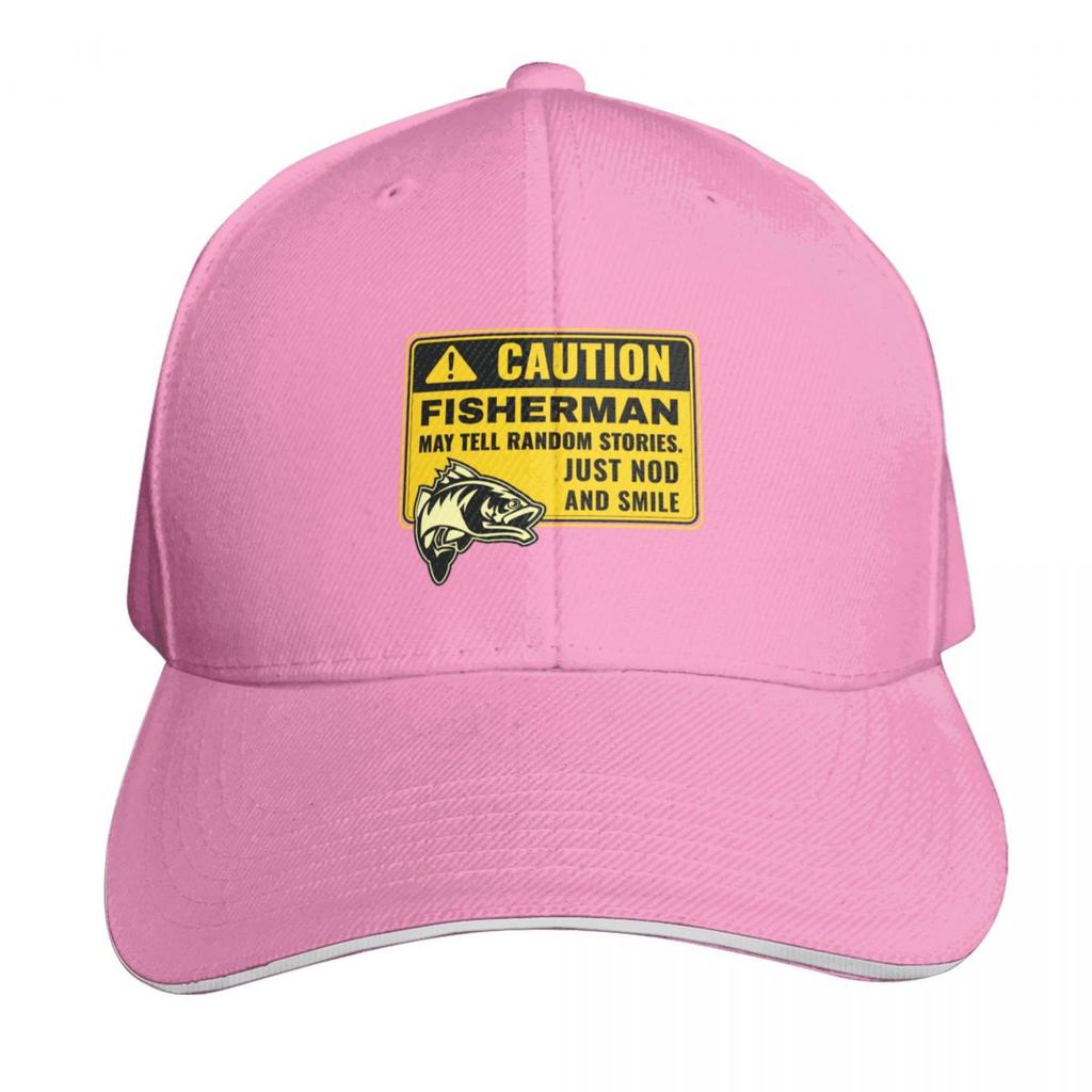 Caution FisherUnisex may tell random stories nondistressed Baseball Cap funny hat Golf Hat New Hat Unisexs Baseball Womens