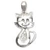 [Q9425] - Silver Pendant 'Chat Minou' Silver-white (rhodium-plated) - 25x10 Mm
