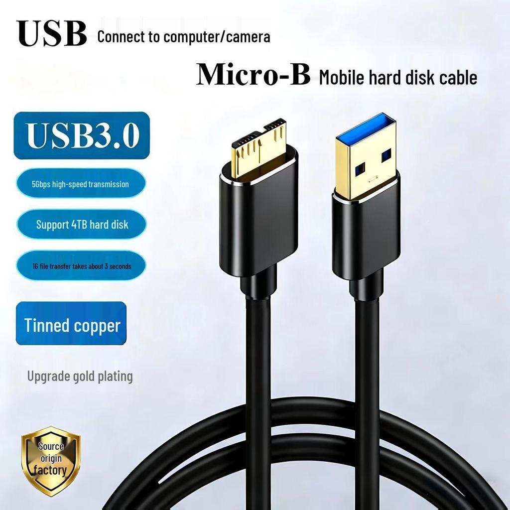 USB 3.0 to Micro-B Data Cable, 5Gbps, Gold-Plated, for Hard Drives & Cameras