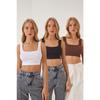 Women's Black Brown White 3 Pack Strap Crop Knitted Blouse Gt00200