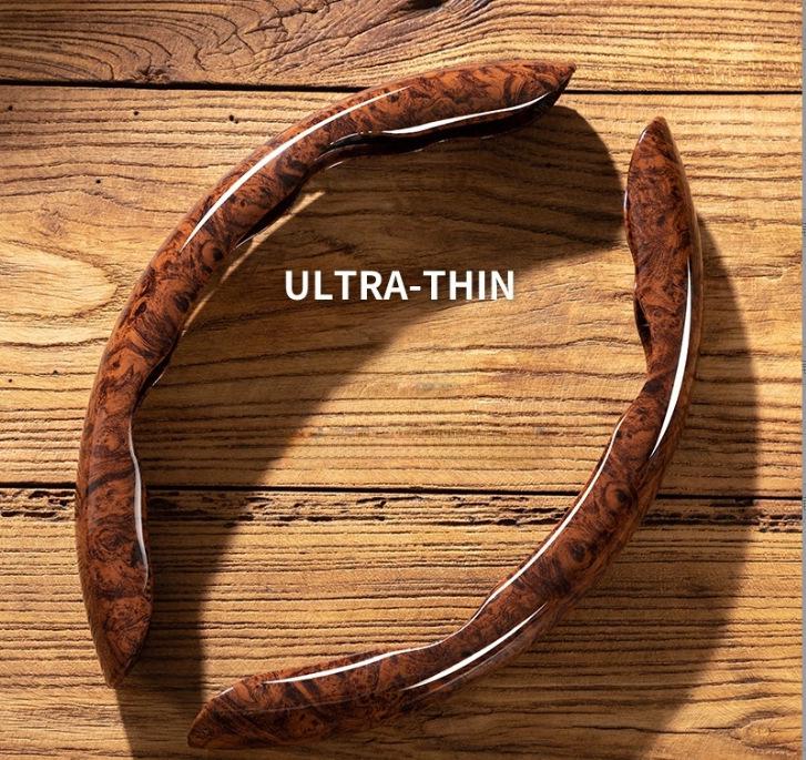Mahogany Grain Anti-Slip Steering Wheel Cover for Men - Ultra-Thin, Year-Round Use
