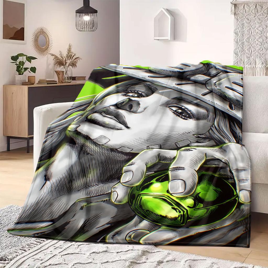 JOJO anime Flannel Blanket Warm,Comfortable,Suitable for Bedrooms,Sofas,Beds,Chairs,Picnics,Travel