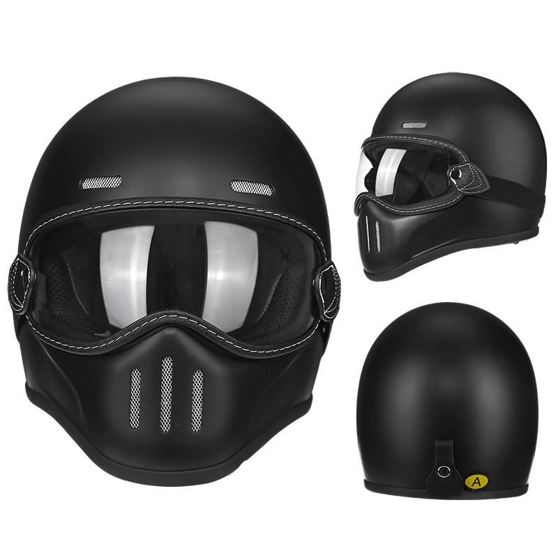 Carbon Fiber Retro Full Face Motorcycle Helmet Men Women Vintage Pig Nose Style Small Shell Cruiser Harley