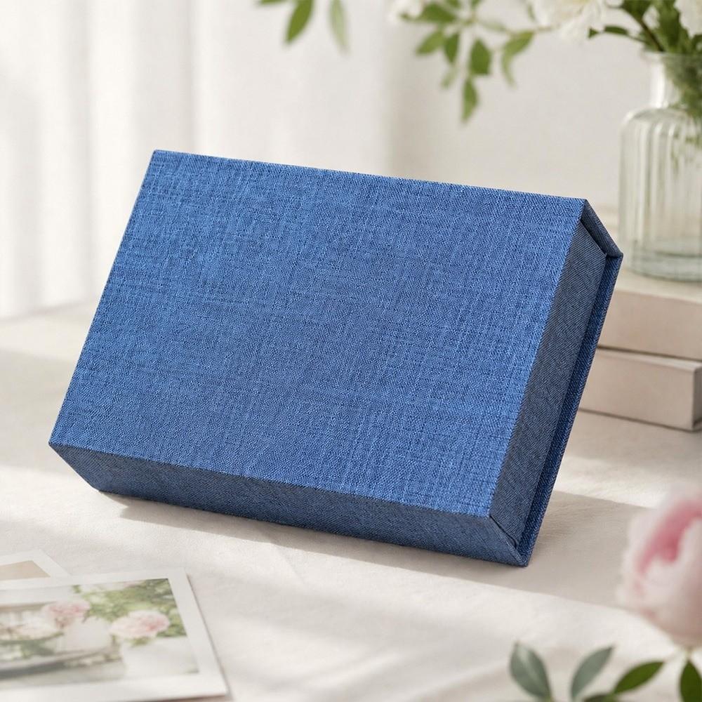 Flip Lid Photo Storage Box Linen Fabric Gift Container Versatile Document Holder  For Gift Packing