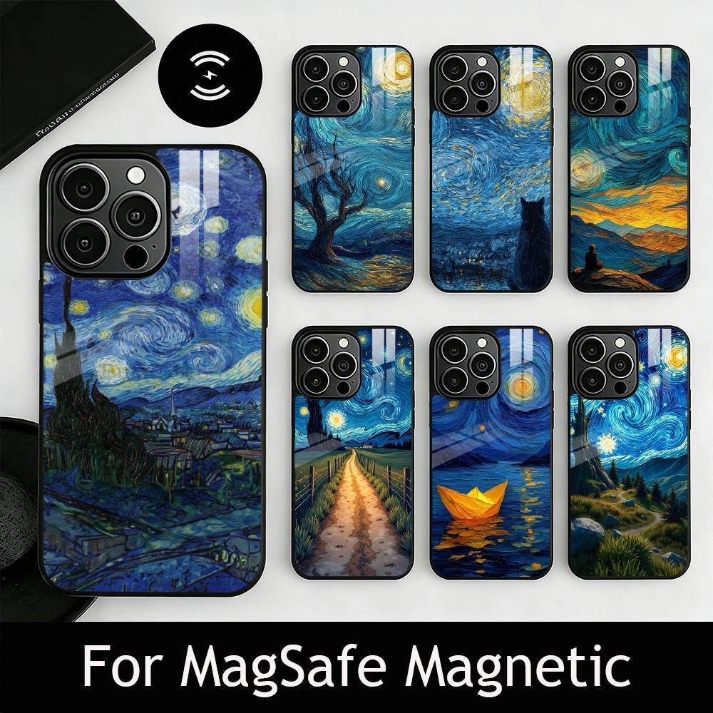 T-Звездная Н-Ночь Чехол для телефона Для iPhone17,16,15,14,13,12,11 Plus,Pro Магнитный Для Magsafe Беспроводной Зарядки