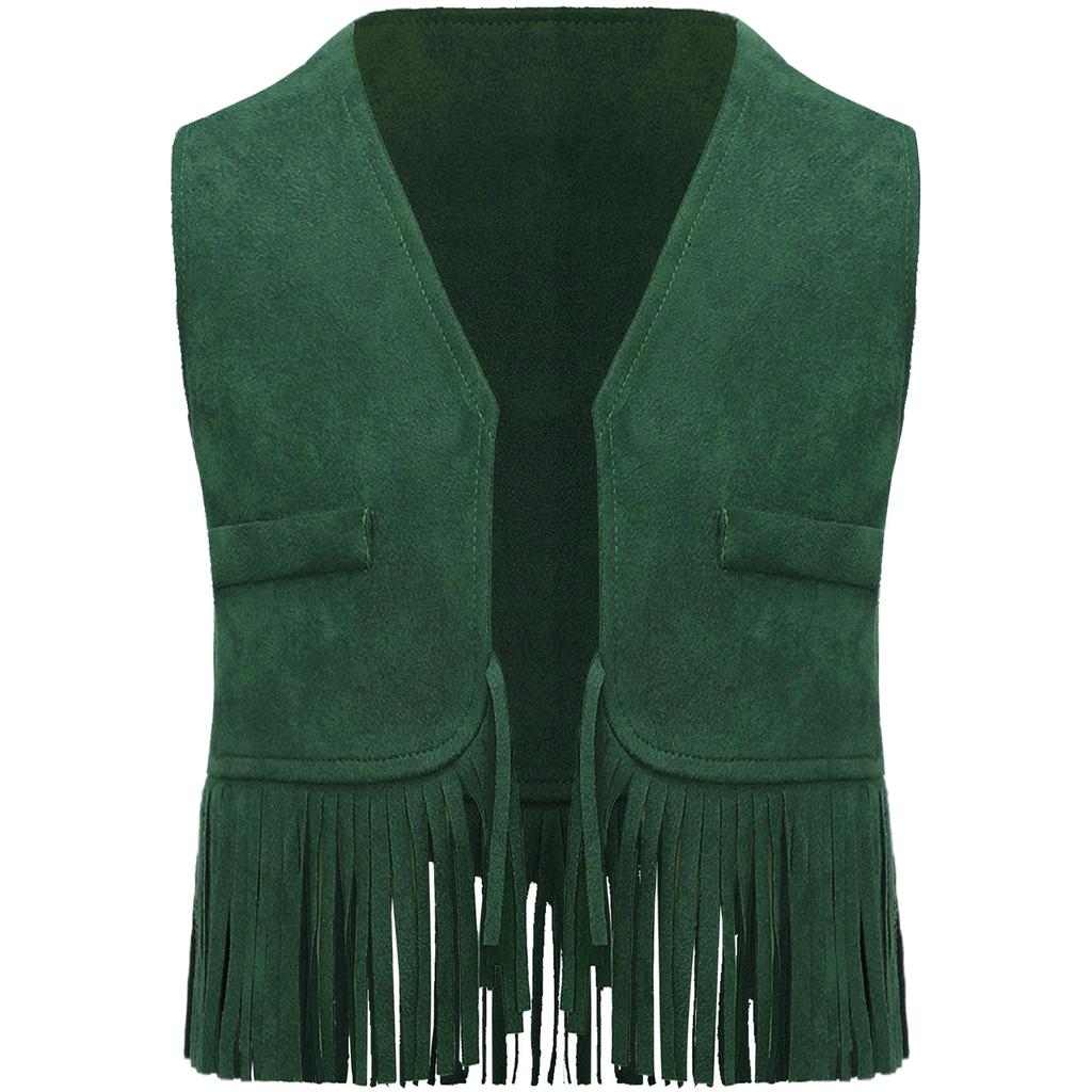 Мальчик Вестерн Ковбойский Жилет Замша Кисточки Хэллоуин Косплей Костюм Реквизит для Фотосъемки Наряд в Вестерн Стиле