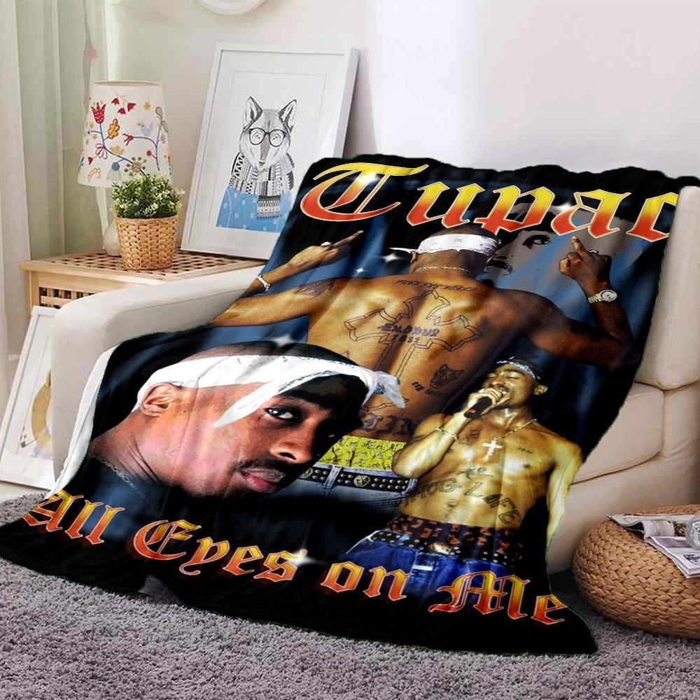 1 шт. Плед в стиле Hip Hop 2Pac, Мягкий, Легкий, Для всех сезонов, Многоцелевой плед для дивана, кровати, офиса и пикников, Французский стиль с культовыми обложками альбомов и цитатами