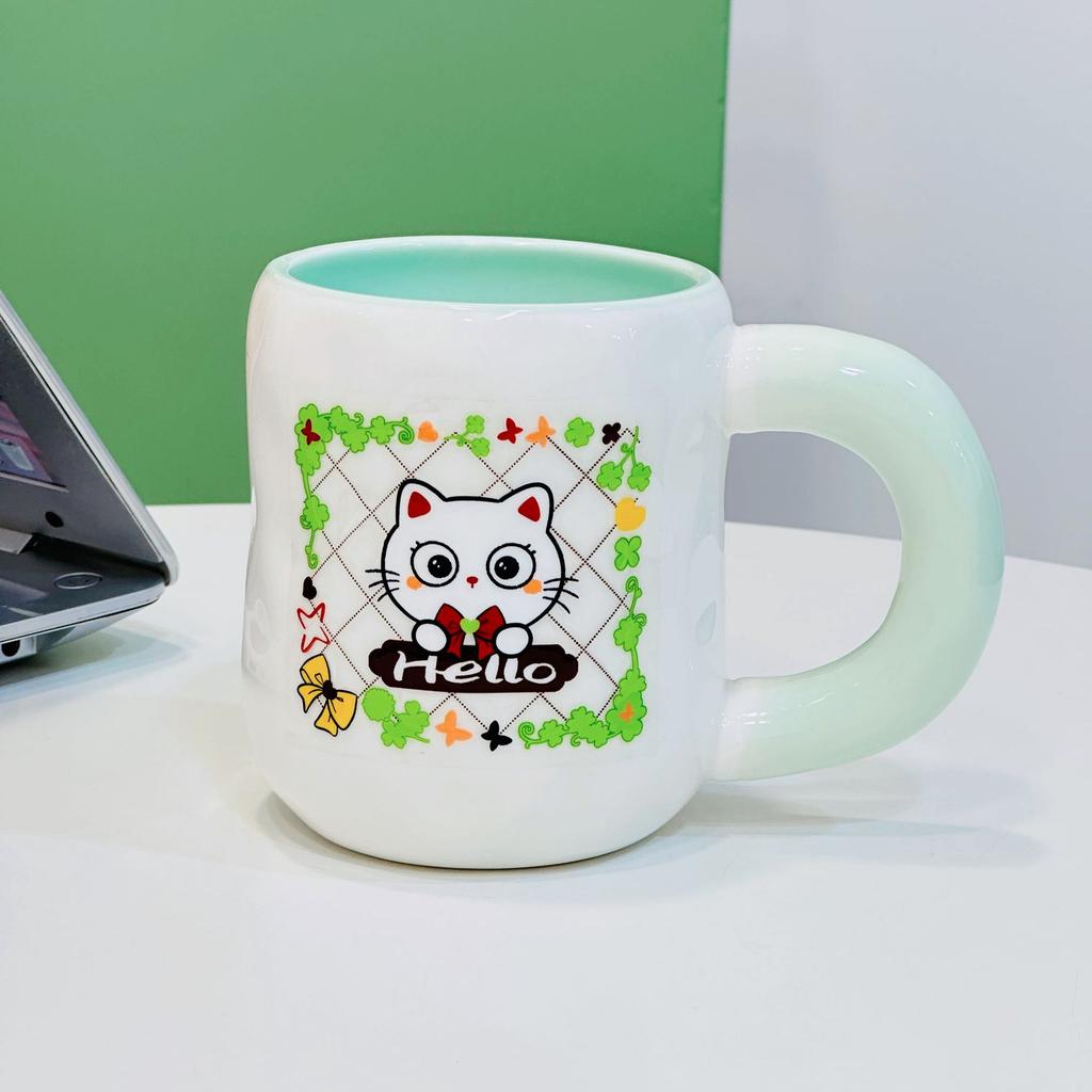 Opening Gift Box Set for Girls Ceramic Cup High Value Household Water Cup Cartoon Mug Cup Souvenir Gift