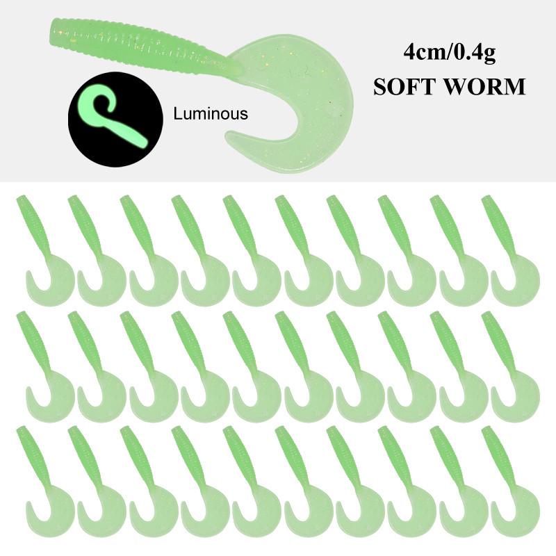 Рыболовный набор с мягкой приманкой и спиральным хвостом 4 см, грузилом и крючками