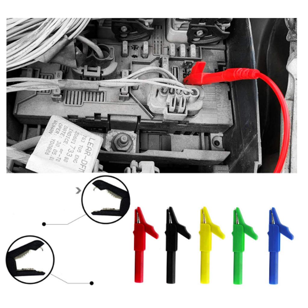 Cleqee 30pcs Automotive Back Probe Kit Banana Plug to Copper Alligator Clip with Test Lead Alligator Clips Insulated Needle Wire Piercing Probes for