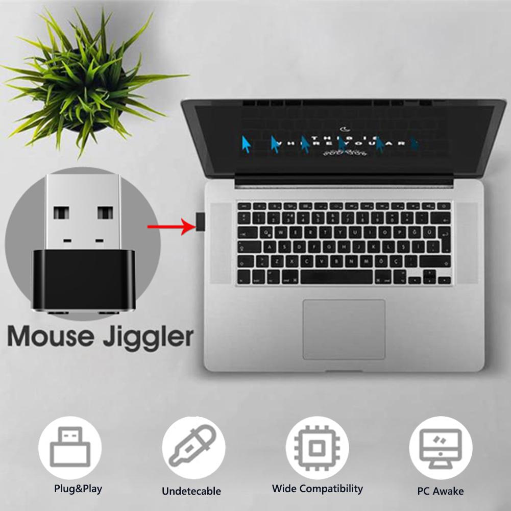 USB Mini Automatic Mouse Jiggler Mover Plug and Play Automatic Move Cursor Shaker with ON/OFF Indicator Light for Laptop Desktop