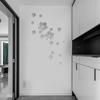 18Pcs/set Acrylic Mirror Wall Stickers 3D Art Mural Crafts Flower Wall Sticker  Bathroom