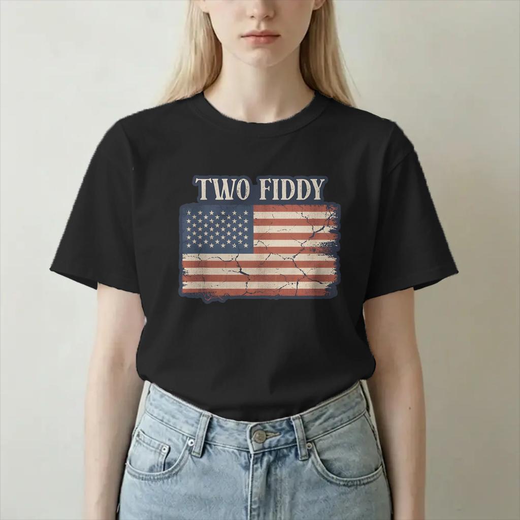 Two Fiddy 4th Of July T Shirt For Unisex Unisex 100 Cotton Awesome Tshirts Round Neck Tees Short Sleeve Tops Adult