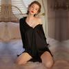 Women's Satin Nightshirt Button Down Sleepshirt Silk Nightgown Boyfriend Notch Collar Sleepwear