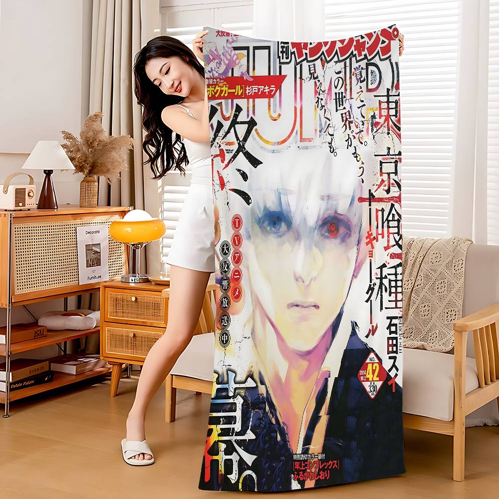 Anime Tokyo Ghoul Microfiber Blanket Quick Drying Beach Towels Oversized Printing Super Absorbent Pool Towel Blanket