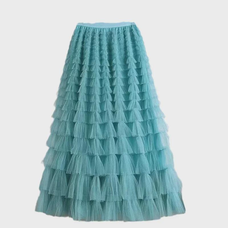 Весна и осень 2023 Белая юбка-фея из плиссированной марли для женщин