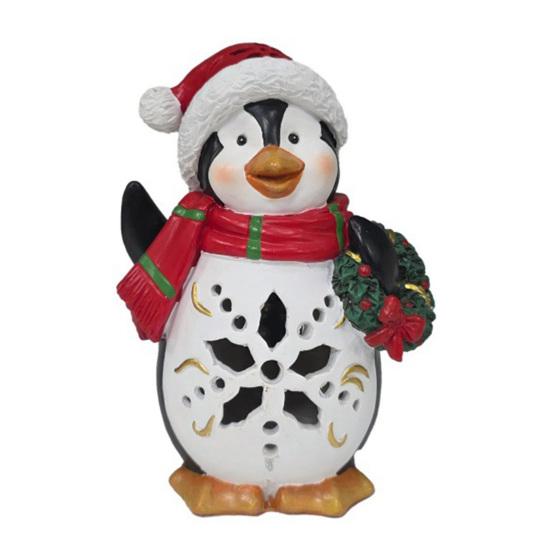 Светящееся Рождественское Украшение Винтажная Полирезиновая Фигурка Снеговика/Санта-Клауса/Пингвина со Светодиодной Подсветкой для Праздничного Зимнего Украшения Стола