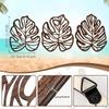 3 Pieces Palm Leaves Wood Art for Living Room And Garden