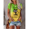 Women's 3D Animal Letter Print Casual Loose Round Neck T Shirts