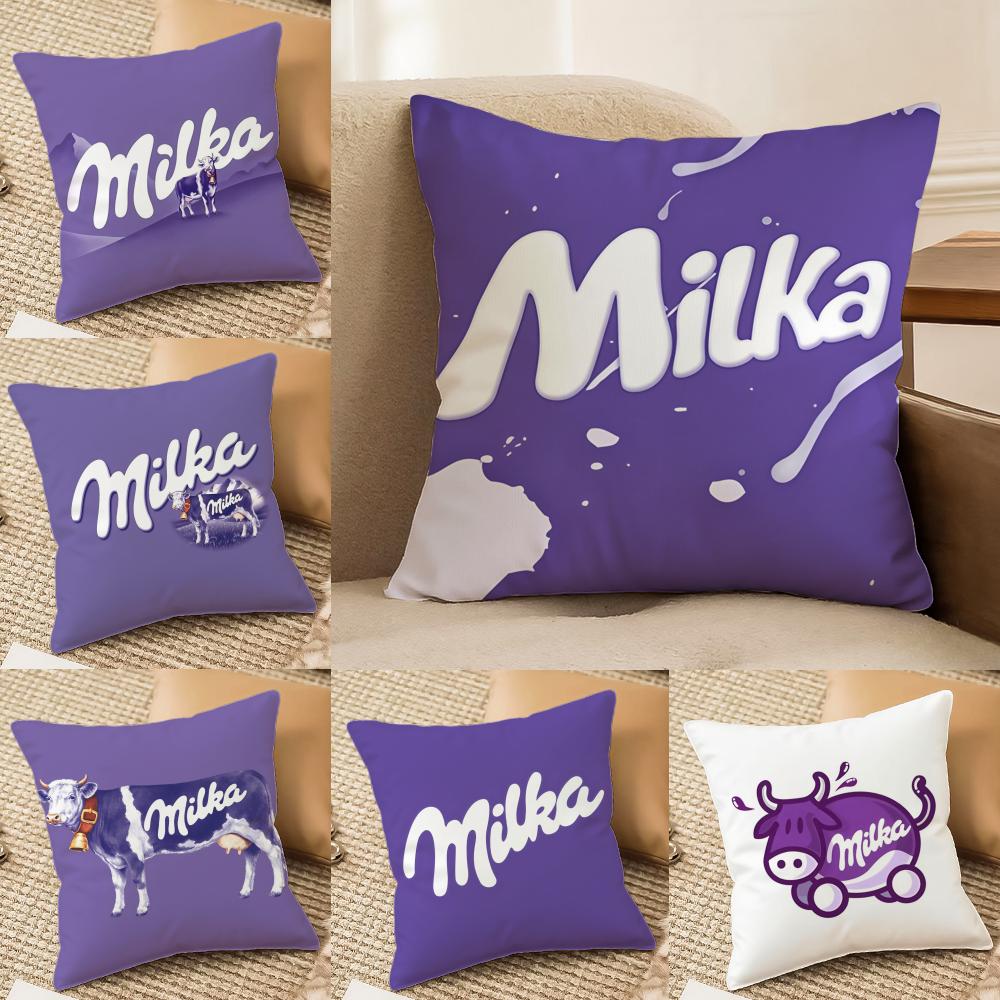Funny mMilka Purple Cushion Cover Short plush Doublesided Print Square Throw Pillow Covers Sofa Home Cushion Decor