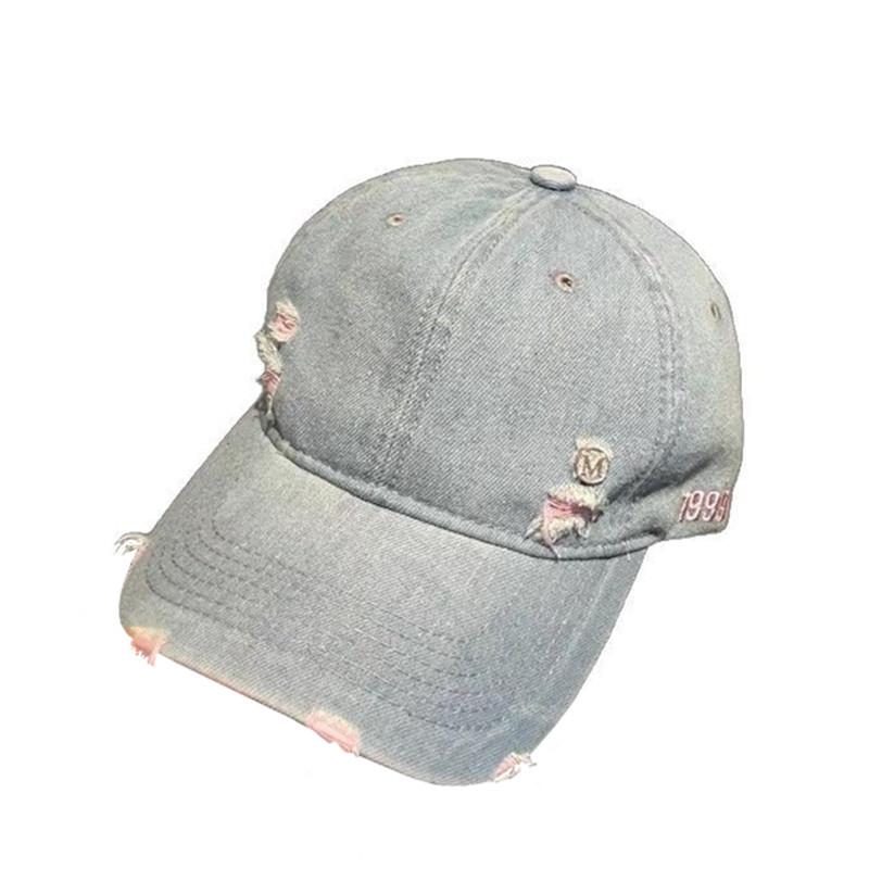 Hong Kong style spring new denim cap women show small face big head circumference versatile baseball cap casual soft top denim hat
