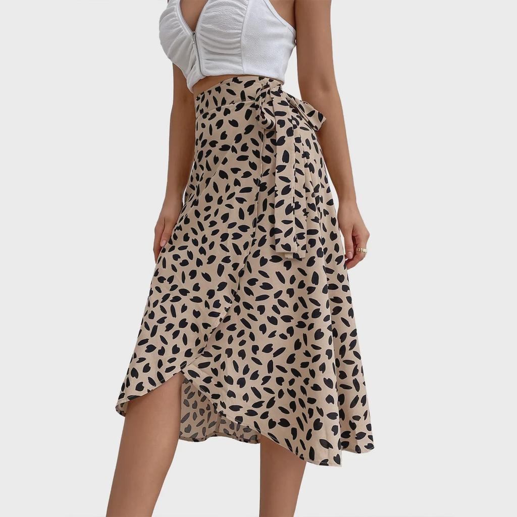 Women's European and American INS Casual Polka Dot Slit Skirt - Versatile and Trendy