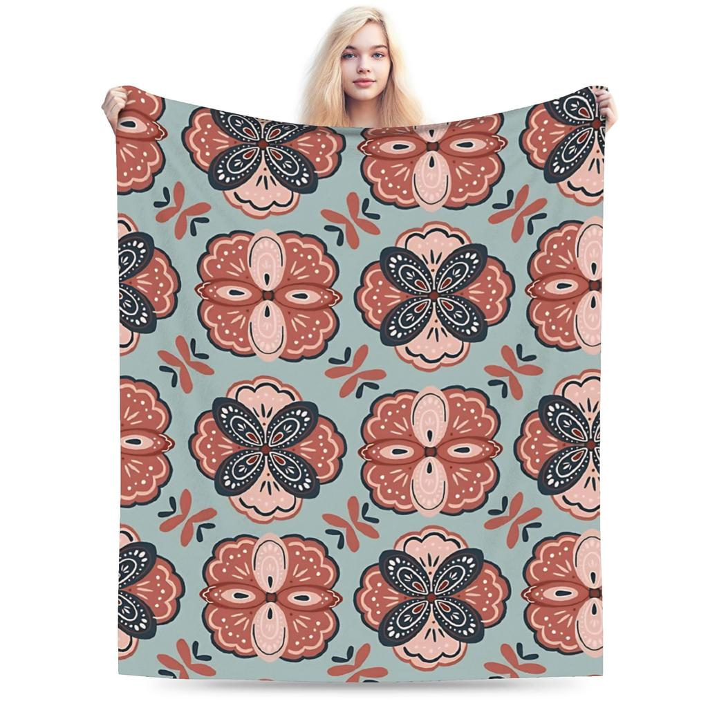 Bohemian pattern Flannel Blanket Winter Warm Soft Throw Blanket for Kids Living Room Funny Bedspread Sofa Bed Cover