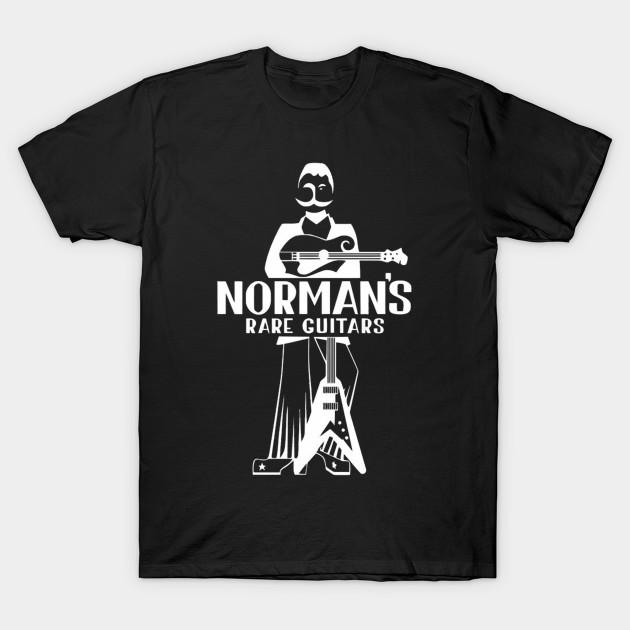 Men Black Print T-shirt Normans Rare Guitars No-Cut Heat Transfer Print Cotton Tshirt