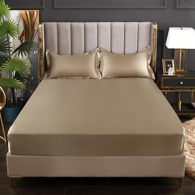 Bed Sheet Home Textile Three-piece Set Home High-end Solid Color Satin Silk Bed Sheet Mattress Cover Elastic Band Bed Sheet Bedding
