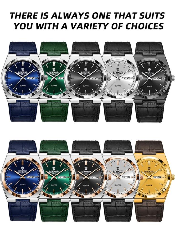 Casual Business Leather Fashion Quartz Wristwatches Gold Clock Men Luxury Watch Automatic Watches Mens Gifts Montre Homme