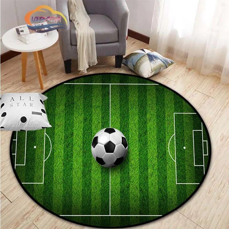 Ковер с изображением футбола, украшение для гостиной, круглая кровать, стул, коврик для дома, входная дверь, дети