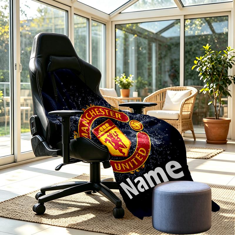 Custom Name Personalized Manchester Football F.C Print Blankets, Home Decor, Bedroom, Sofa, Camping, Couch, Gifts for Birthday Christmas