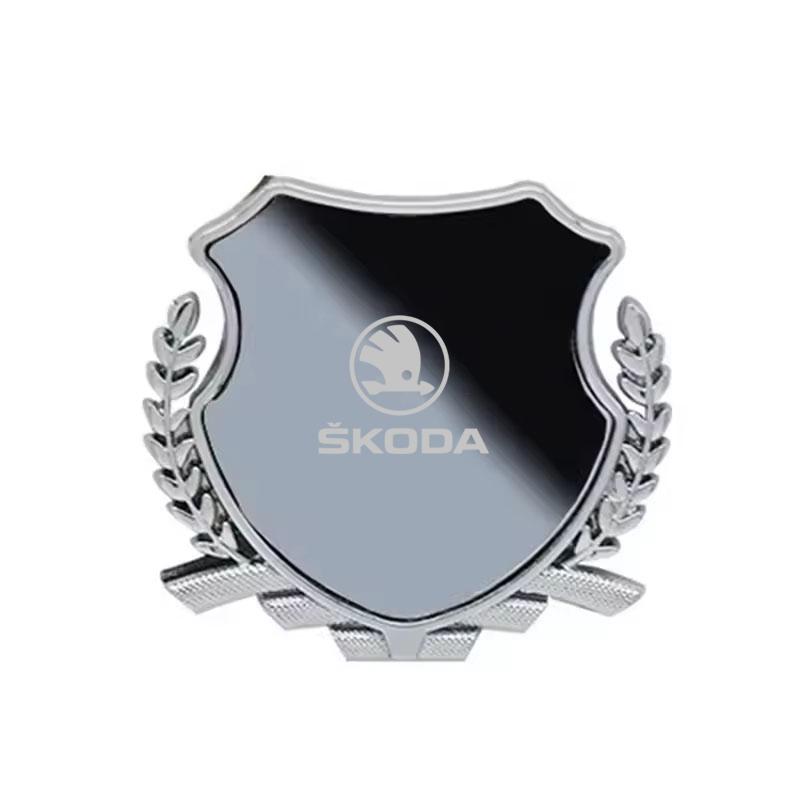 JKFB8 Zinc Alloy Car Logo Side Fender Emblem Body Window Badge for Skoda Superb Fabia Octavia Laura Rapid Yeti Karoq Kodiaq Scala