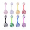Multicolor Glitter Acrylic Belly Button Ring with Flexible Bar