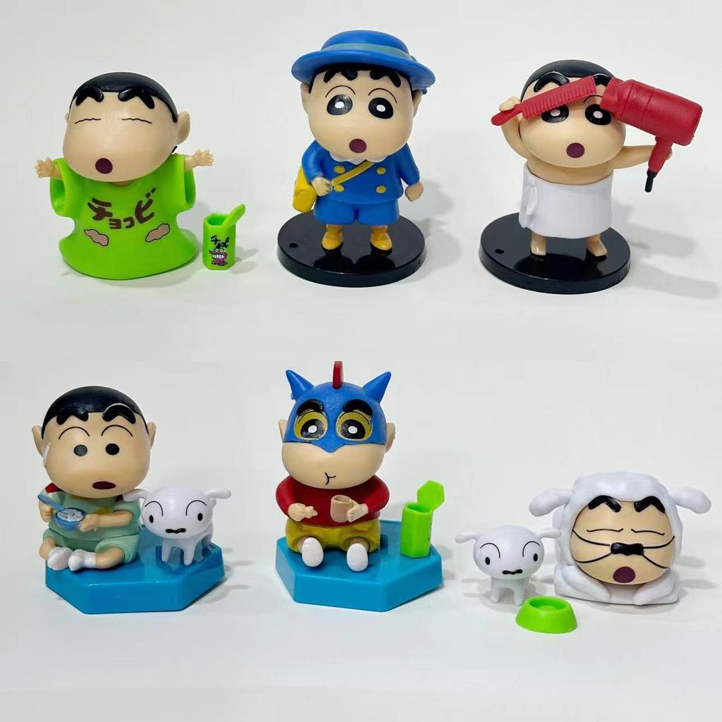 Crayon Shinchan Bathing Figures Set, Doll Machine, Gashapon Display, Car Cake Ornaments, Cute Decorative Figurines