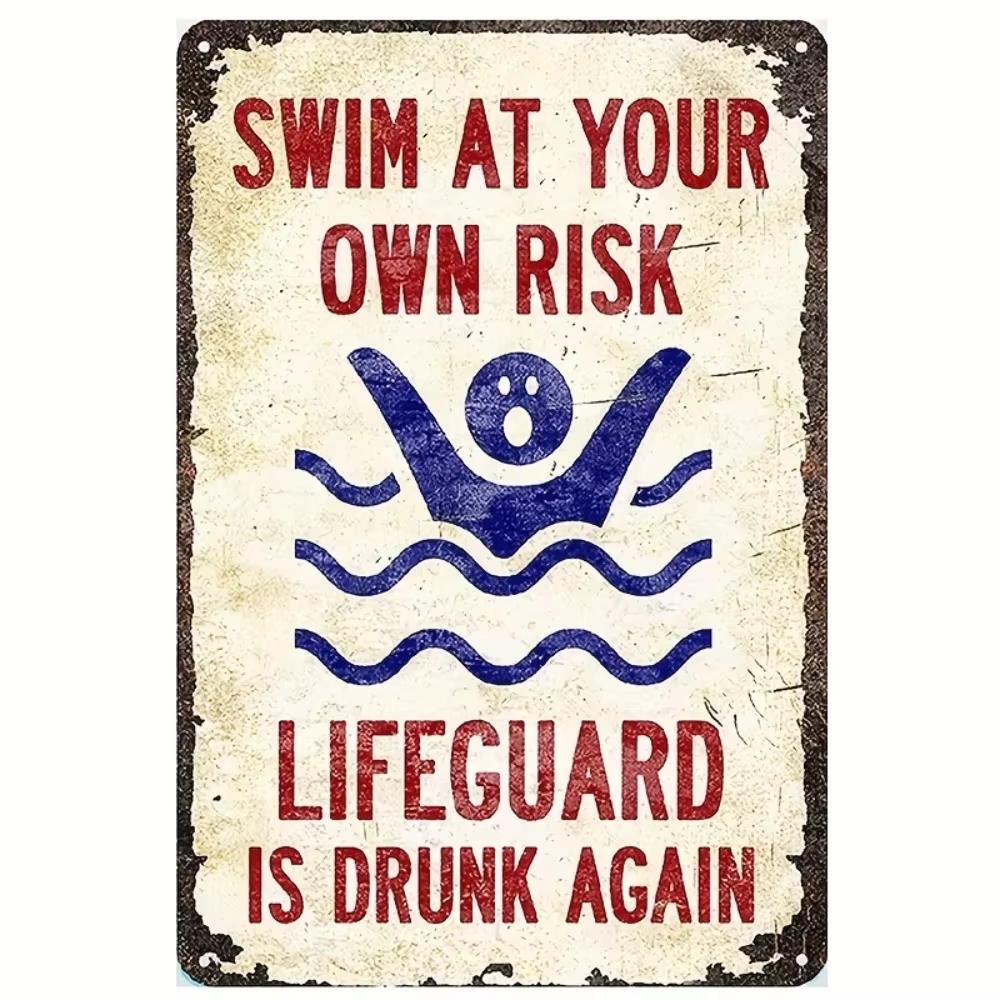 DORA Tin Sign Be Safe and Enjoy Your Time At the Pool pc Metal Sign with Pool Rules and Lifeguard Warning