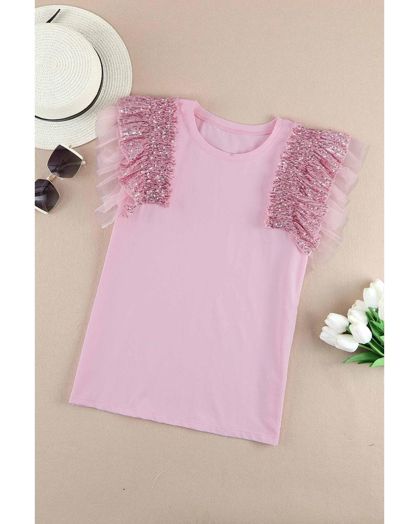 Azura Exchange Топ с сетчатыми рукавами и оборками