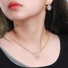 CMM Shiny Gold Color Leaf Shape Zirconia Wedding Necklace Earrings Set