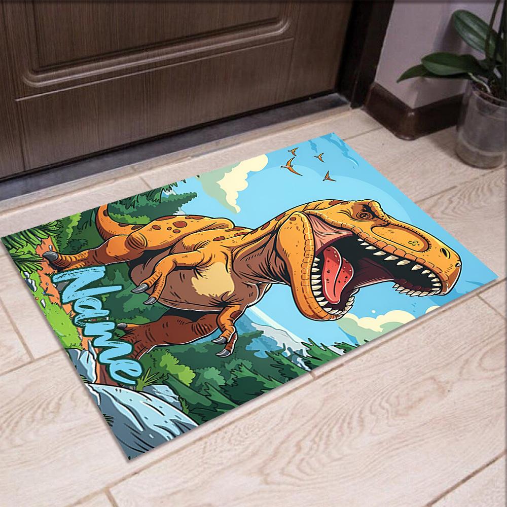 Custom Name Dinosaur Printed Carpet,Rug for Office Chair Living Room Bedroom Kitchen Room Decor Gifts.