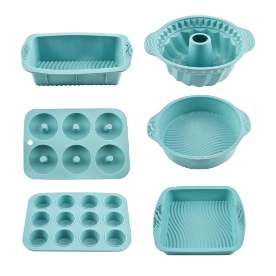 6Pcs Silicone Baking Mold Set for Oven Air Fryer Square Donut Muffin Toast Bread Mold Non-Stick Easy-Release Essential Home Baking Kit