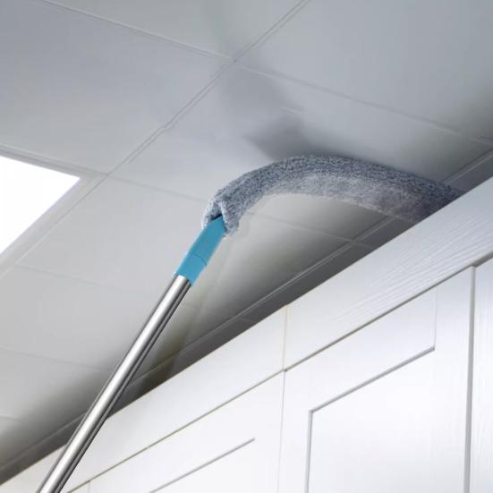 Выдвижной инструмент для очистки пыли в щелях с 2 салфетками из микрофибры, длинной ручкой, плоской насадкой для пыли, гибкий аксессуар для удаления пыли